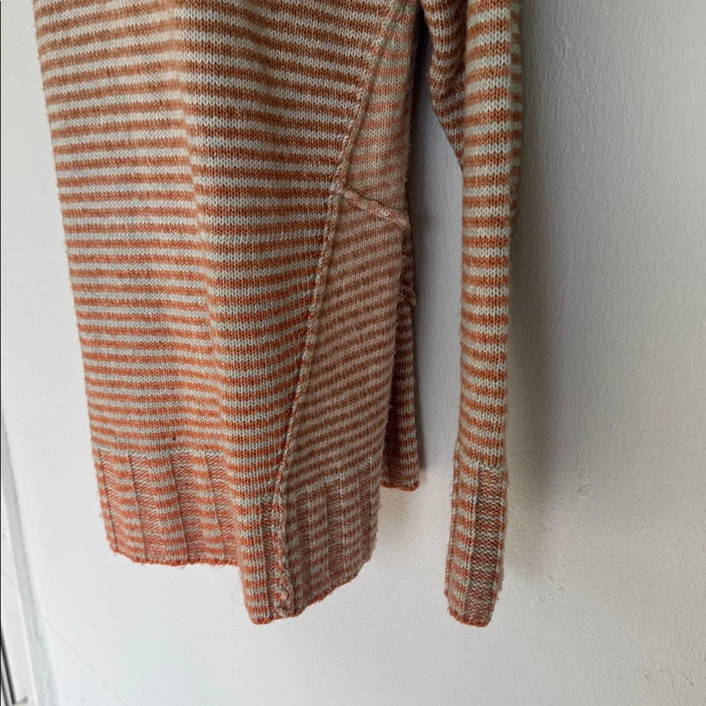CAbi orange gray stripe oversized cotton turtleneck sweater size small